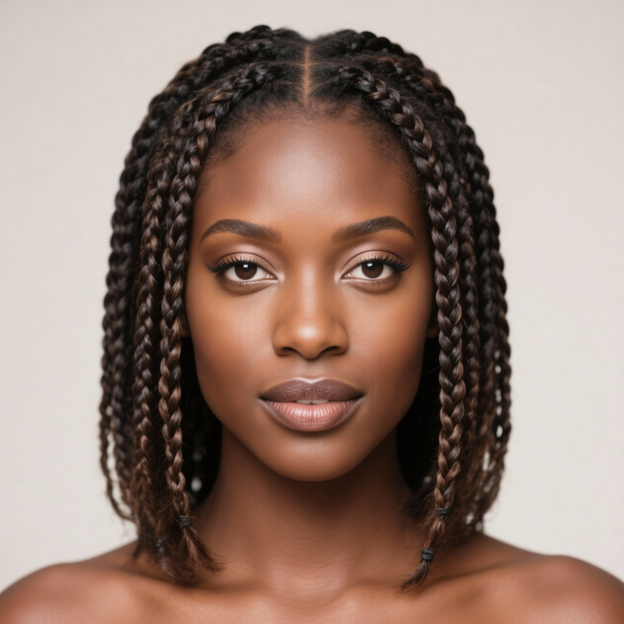Medium knotless braids with elegant styling